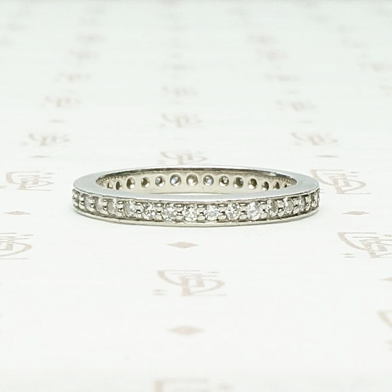 Mid Century Eternity Band Platinum & Diamonds, side view.