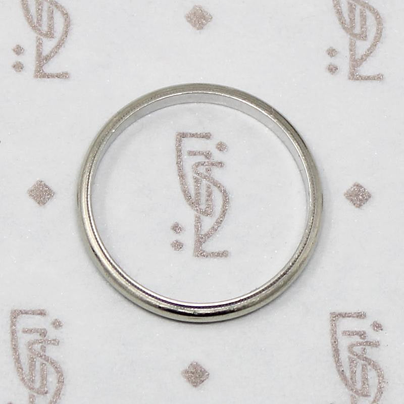 Vintage Slim White Gold Milgrain Wedding Band