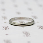 Vintage Slim White Gold Milgrain Wedding Band
