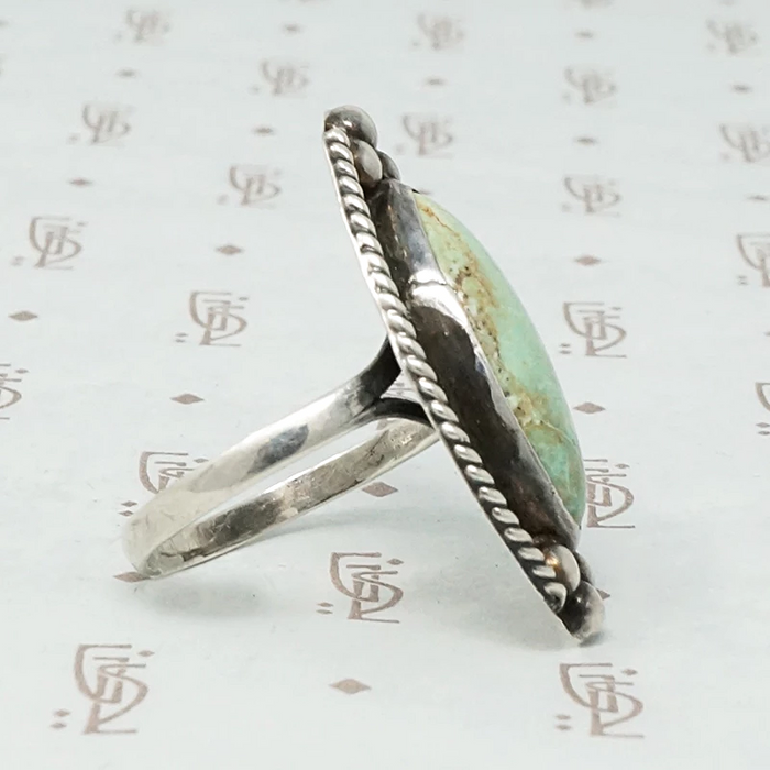 Mint Green Turquoise Sterling Ring Signed Mexico
