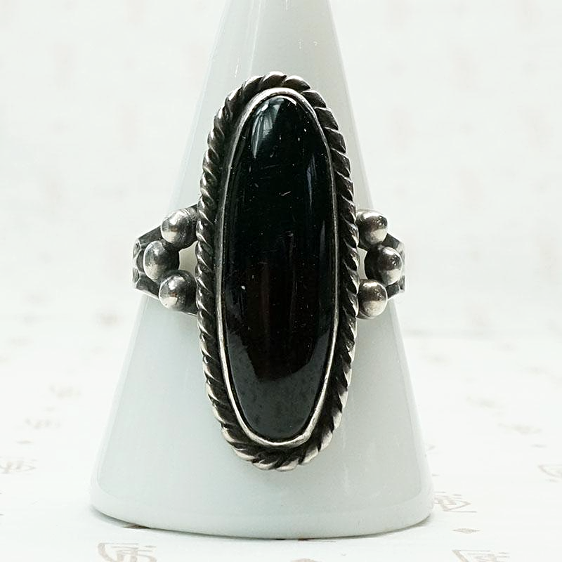 Snake & Arrow Onyx Ring in Silver