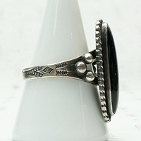 Snake & Arrow Onyx Ring in Silver