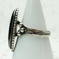 Snake & Arrow Onyx Ring in Silver