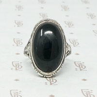 Romantic Dark Sparkle Onyx and Silver Ring