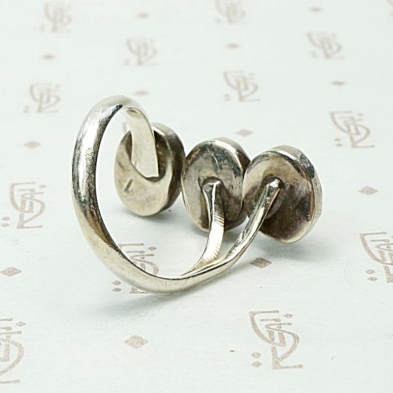 Three Onyx Buds on Silver Vine Ring