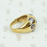 Iolite and Diamond Studded Bombé Ring