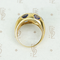 Iolite and Diamond Studded Bombé Ring