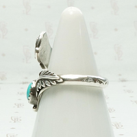 Feather Crossover Ring with Turquoise & Coral