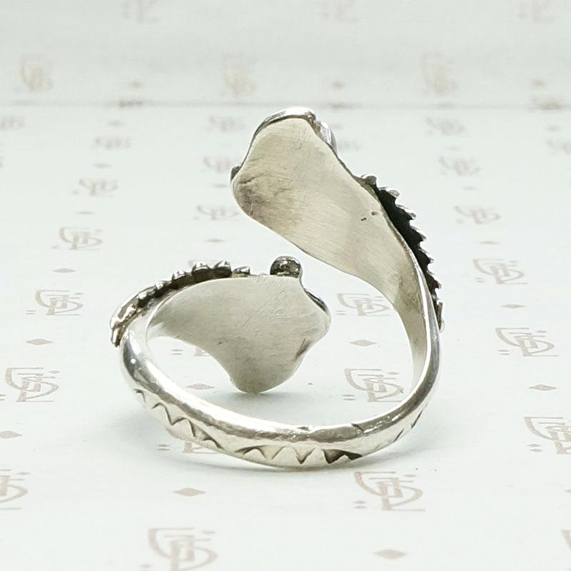 Feather Crossover Ring with Turquoise & Coral