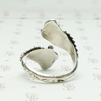 Feather Crossover Ring with Turquoise & Coral