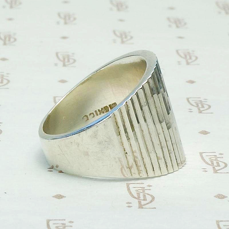 Glittering Faceted Mexican Silver Band