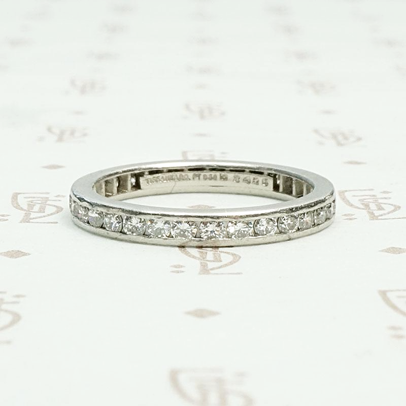 Tiffany & Co. Diamonds in Platinum Eternity Band, side view.