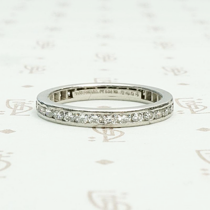 Tiffany & Co. Diamonds in Platinum Eternity Band, side view.