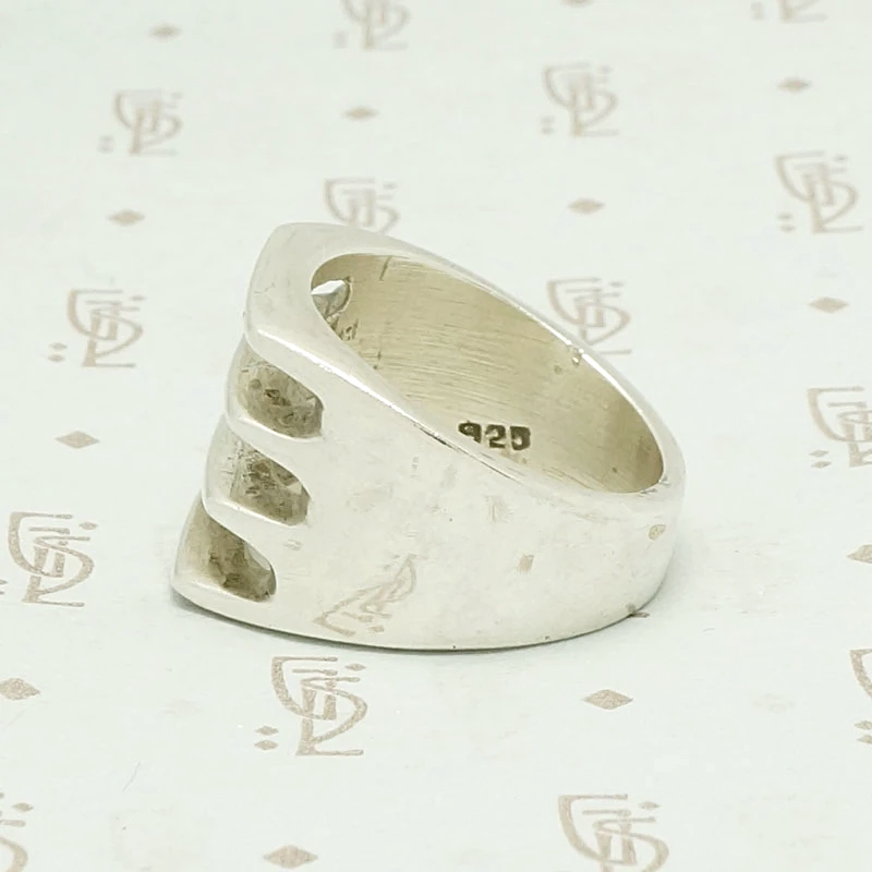 Edgy Open Grill Mexican Silver Ring