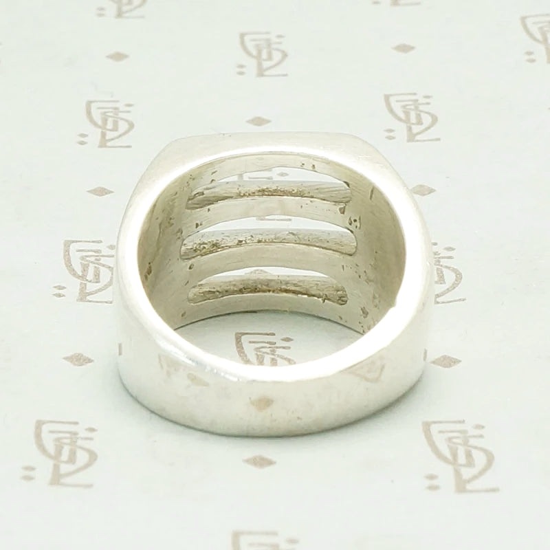 Edgy Open Grill Mexican Silver Ring