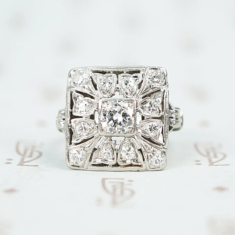 Gorgeous Art Deco Diamond Square Ring