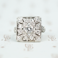 Gorgeous Art Deco Diamond Square Ring