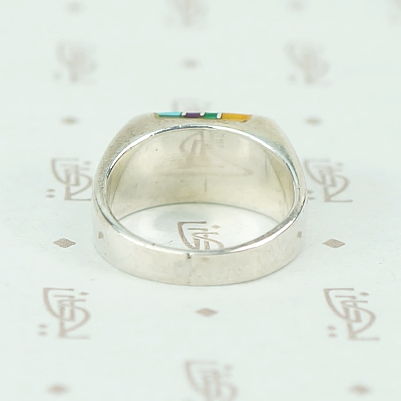 Sterling Band with Colorful Inlay
