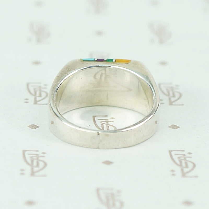 Sterling Band with Colorful Inlay