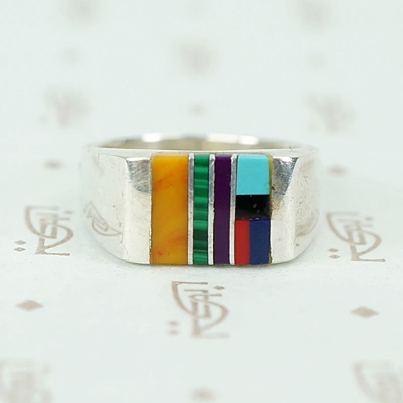 Sterling Band with Colorful Inlay