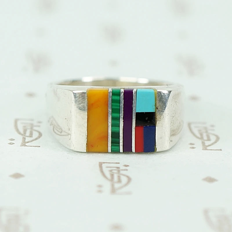 Sterling Band with Colorful Inlay
