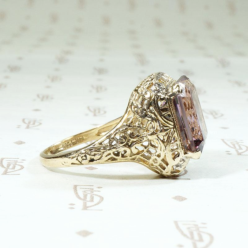Regal Amethyst in Gold Filigree Ring