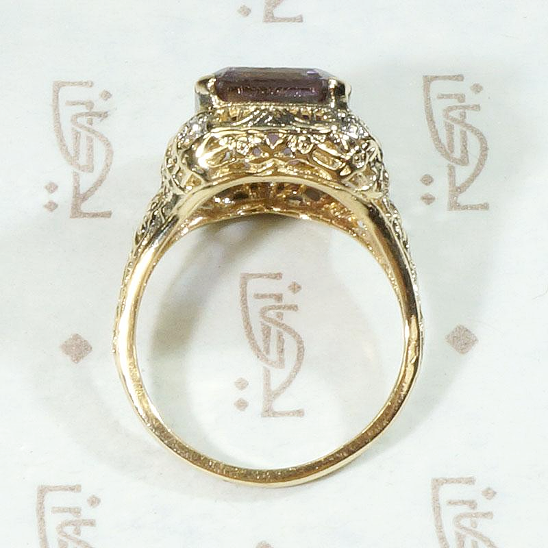 Regal Amethyst in Gold Filigree Ring
