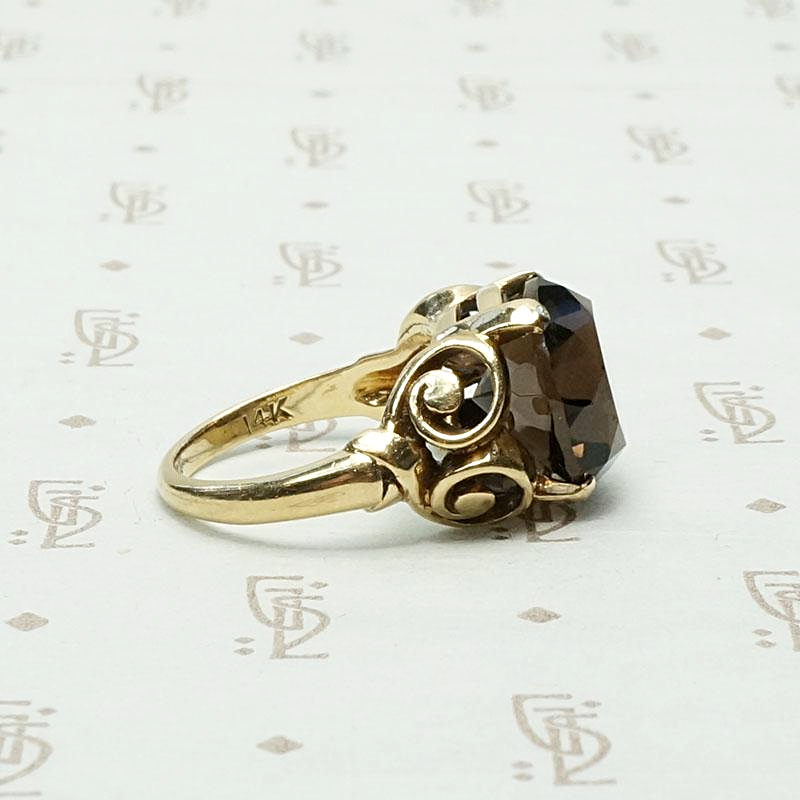 Rich Smokey Quartz Cocktail Ring, side view