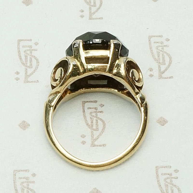 Rich Smokey Quartz Cocktail Ring, top view
