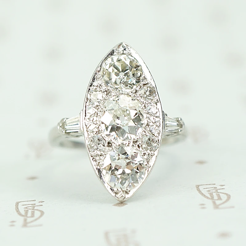 Stunning Diamond Cluster Navette Ring