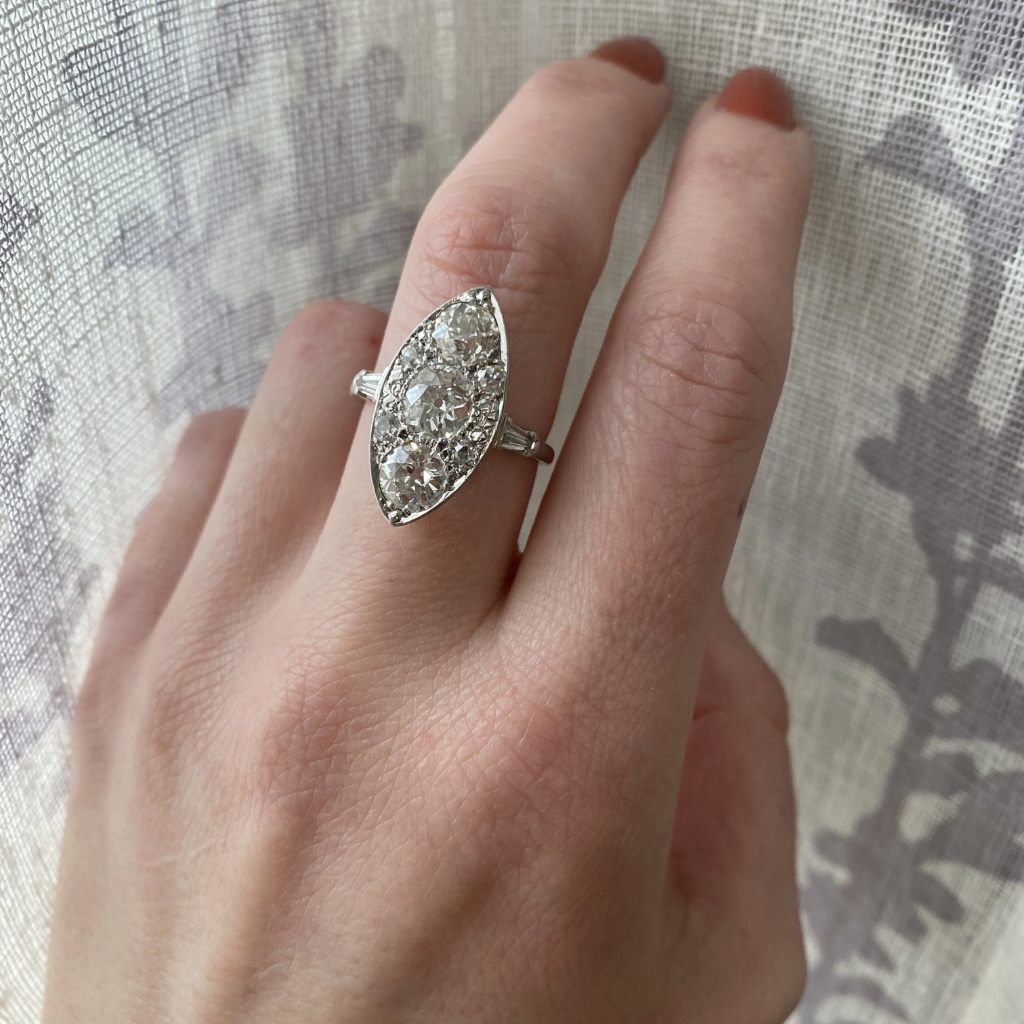 Stunning Diamond Cluster Navette Ring
