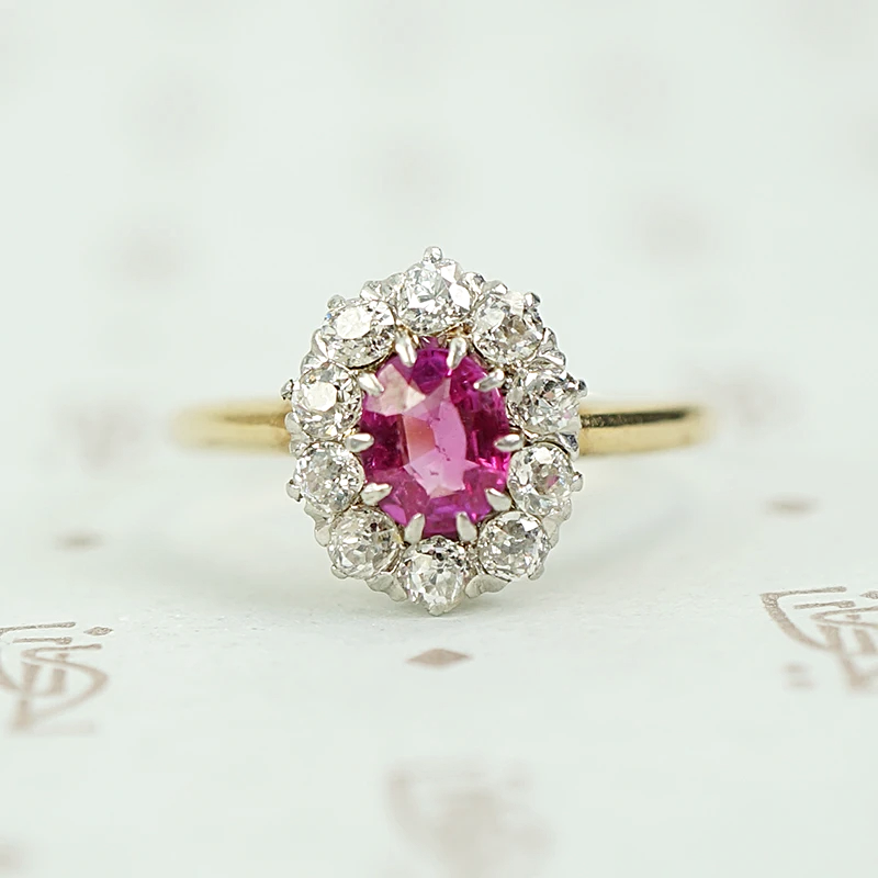 Enchanting Antique Ruby Halo Ring