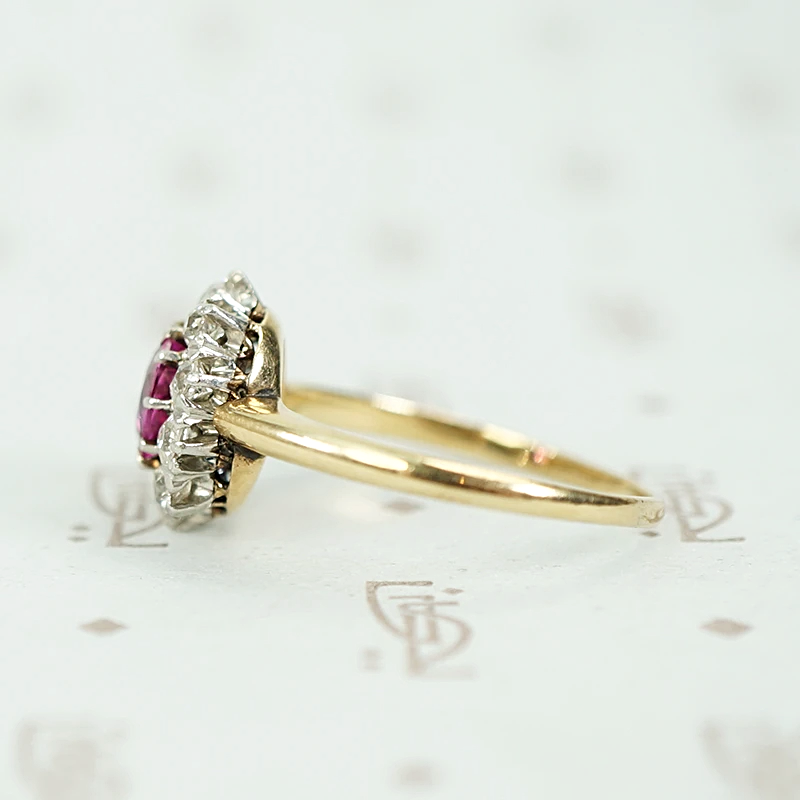 Enchanting Antique Ruby Halo Ring