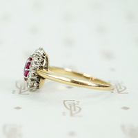 Enchanting Antique Ruby Halo Ring