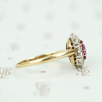 Enchanting Antique Ruby Halo Ring