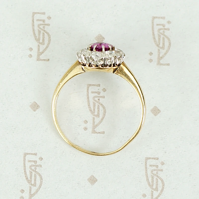 Enchanting Antique Ruby Halo Ring