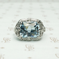Breathtaking Icy Blue Aquamarine Filigree Ring