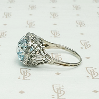 Breathtaking Icy Blue Aquamarine Filigree Ring, side view