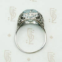 Breathtaking Icy Blue Aquamarine Filigree Ring, top view