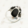 Peacock Motif Onyx Marcasite and Silver Ring