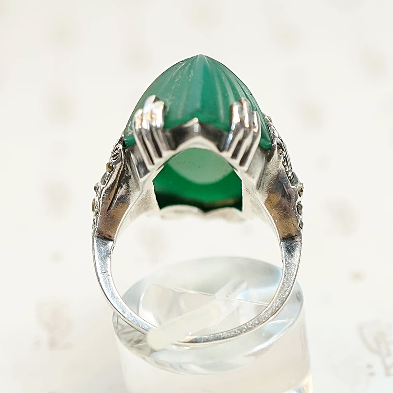 Incredible French Deco Green Glass Ring