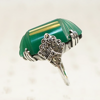 Incredible French Deco Green Glass Ring