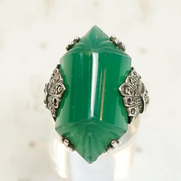 Incredible French Deco Green Glass Ring
