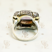 Amethyst and Marcasite Fahrner Silver Gilt Ring