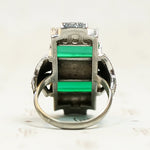 Unbelievable German Art Deco Chrysoprase and Marcasite Ring