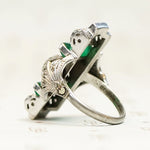 Unbelievable German Art Deco Chrysoprase and Marcasite Ring