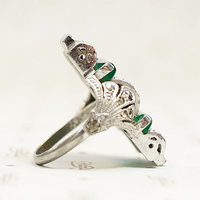Unbelievable German Art Deco Chrysoprase and Marcasite Ring