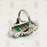 Unbelievable German Art Deco Chrysoprase and Marcasite Ring