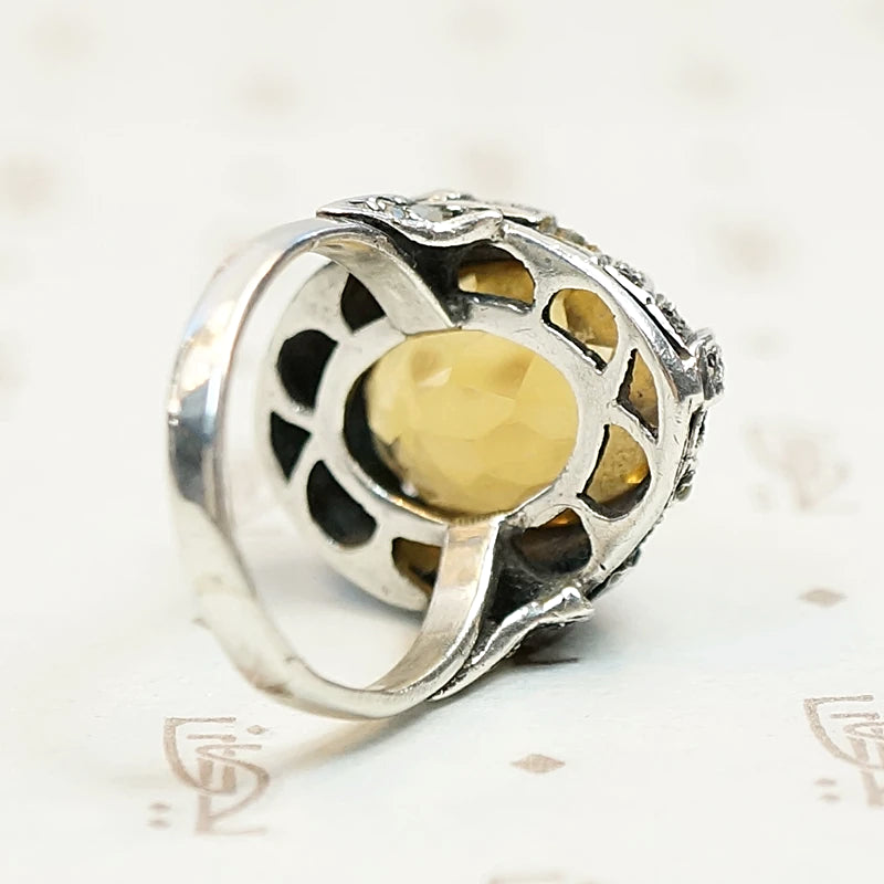 Brilliant Citrine Art Deco Fahrner Ring