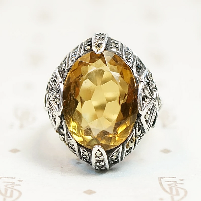 Brilliant Citrine Art Deco Fahrner Ring